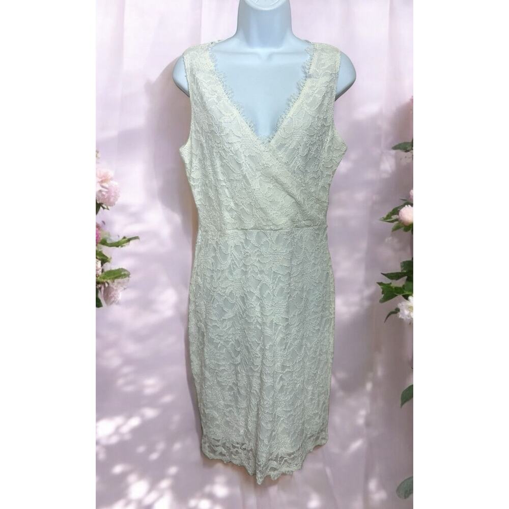 Alloy Apparel Ivory Sheath Lace Dress Sz Large V-Neck Coquette Romantic NWT
